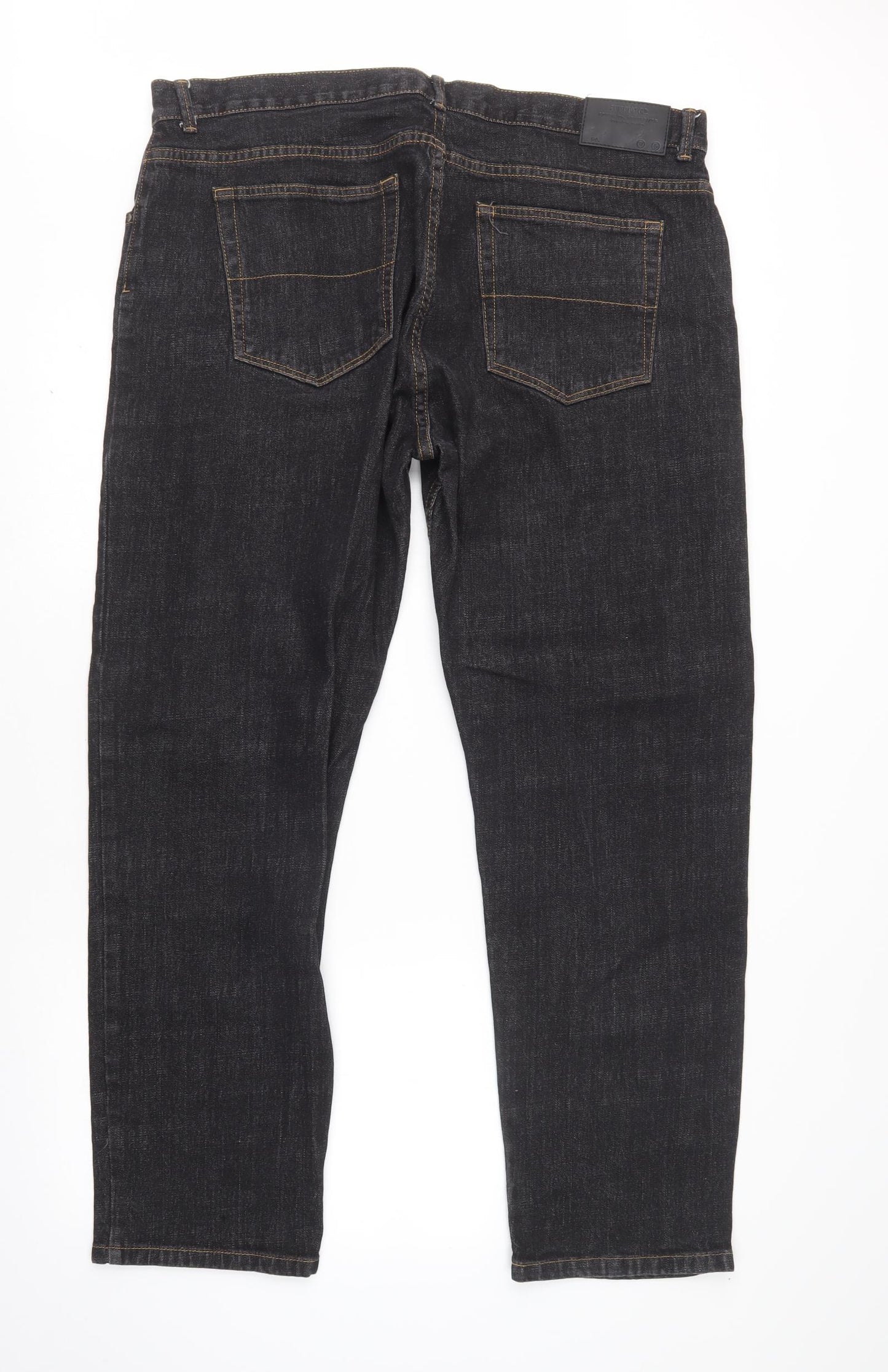 TU Mens Black  Cotton Straight Jeans Size 42 L32 in Regular