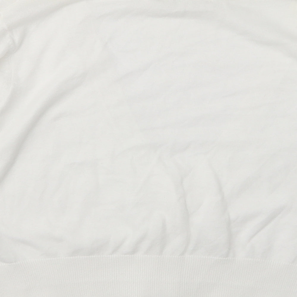 M&S Womens White V-Neck  Cotton Cardigan Jumper Size 16