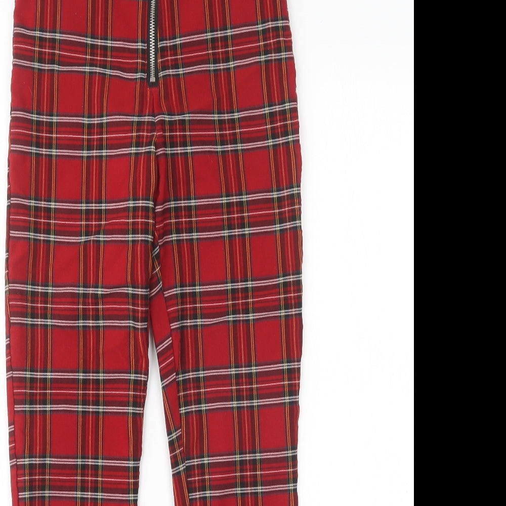 Zara Womens Multicoloured Plaid Cotton Trousers  Size S L26 in Slim