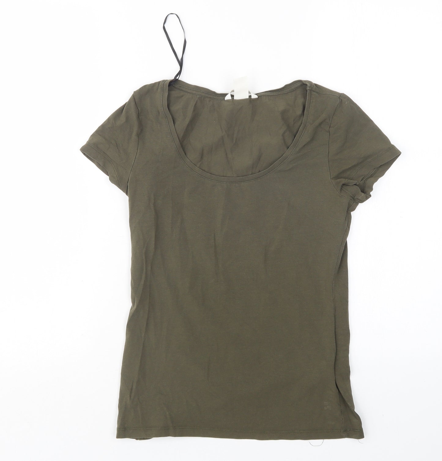 H&M Womens Green  Cotton Basic T-Shirt Size S Scoop Neck