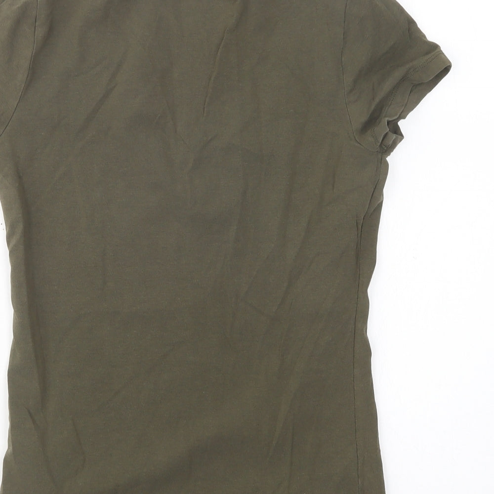 H&M Womens Green  Cotton Basic T-Shirt Size S Scoop Neck