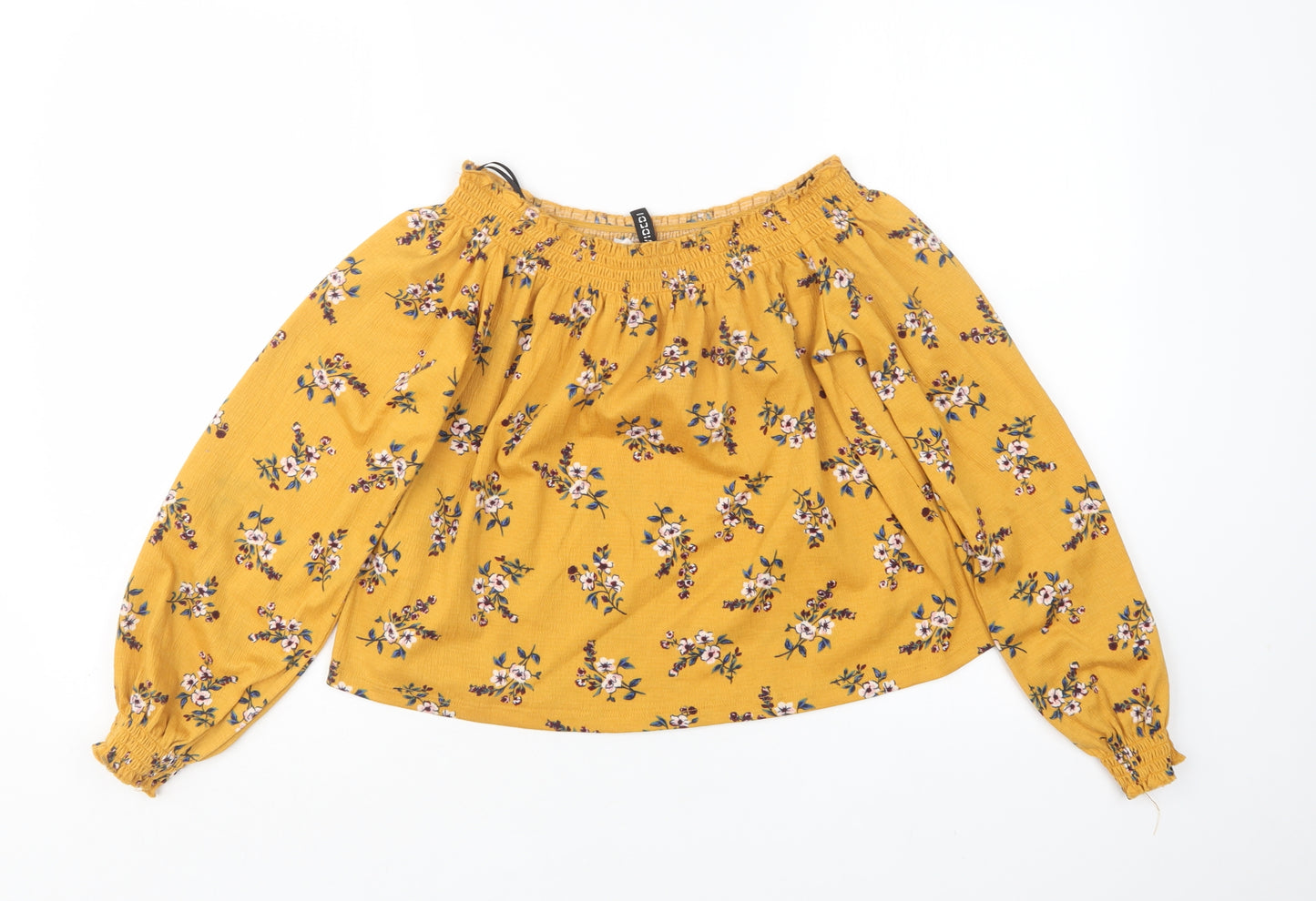 H&M Womens Multicoloured Floral Polyester Basic Blouse Size S Boat Neck