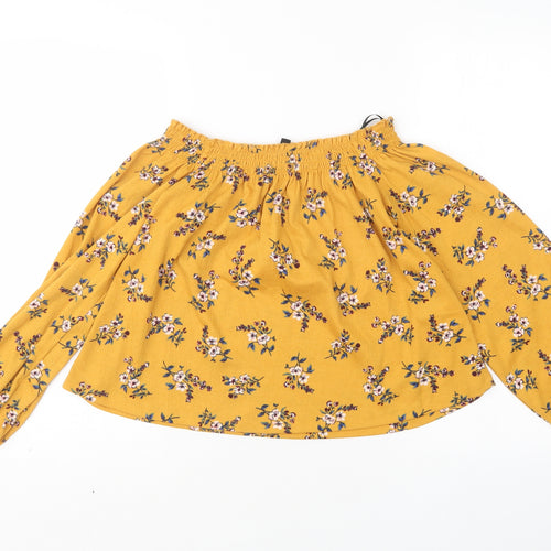 H&M Womens Multicoloured Floral Polyester Basic Blouse Size S Boat Neck