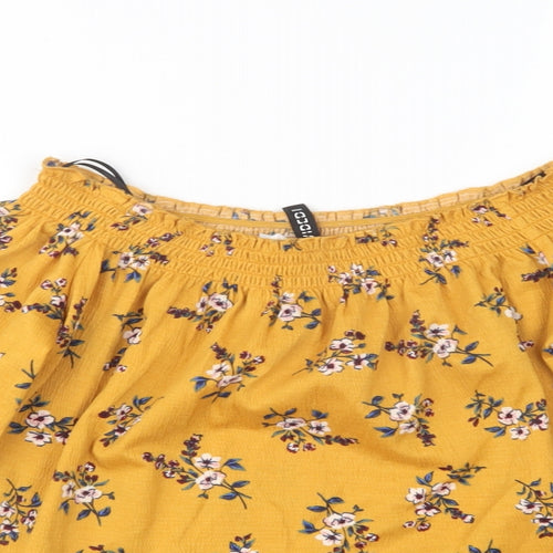 H&M Womens Multicoloured Floral Polyester Basic Blouse Size S Boat Neck