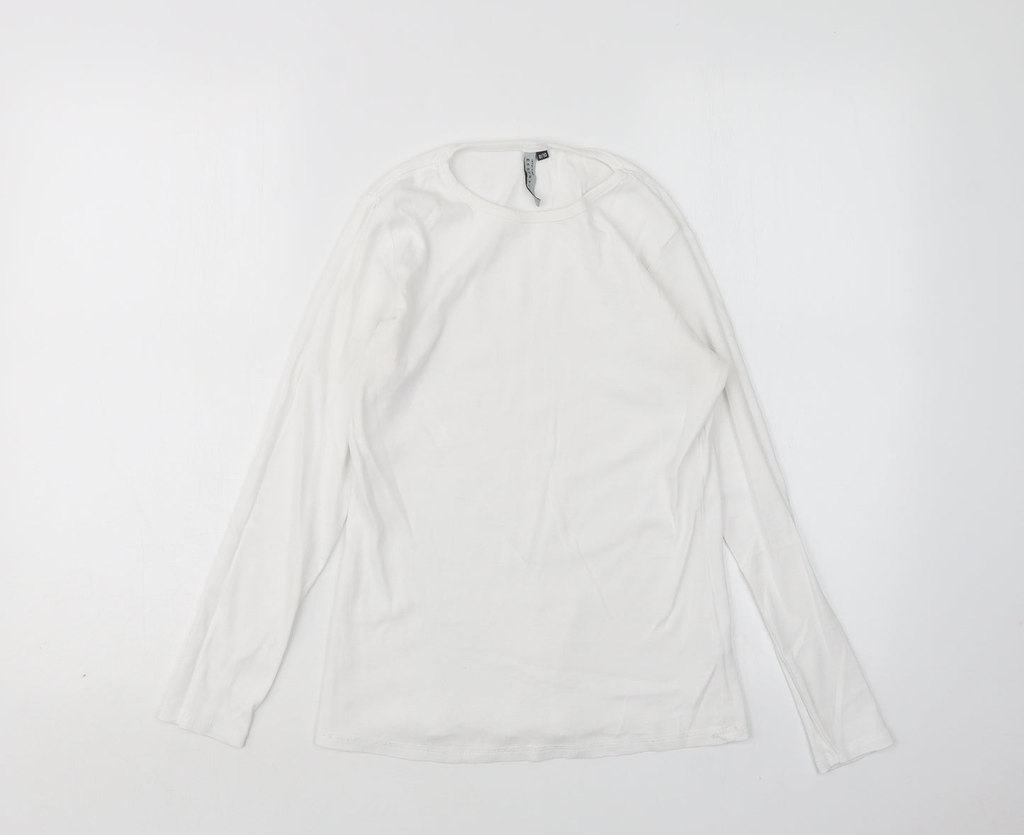 Intuition Womens White  Cotton Basic T-Shirt Size 8 Round Neck