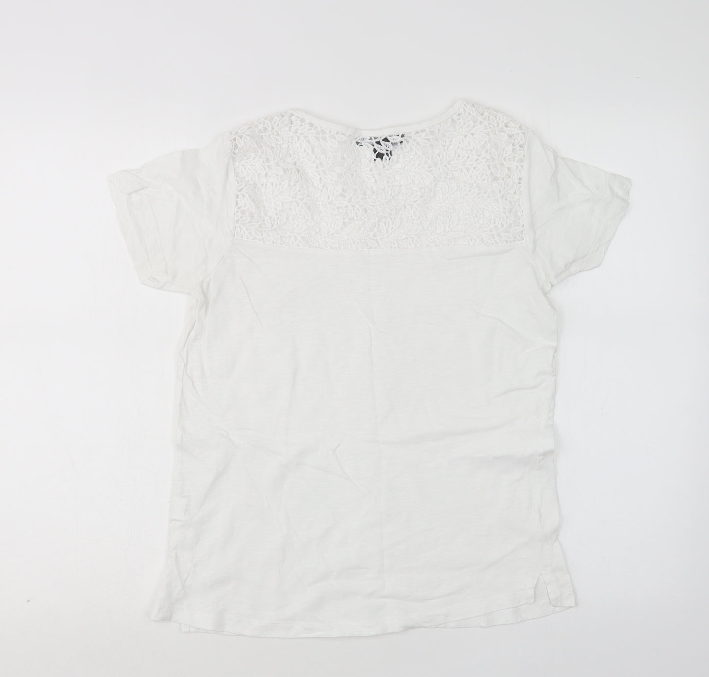 Primark Womens White  Cotton Basic T-Shirt Size 8 Round Neck
