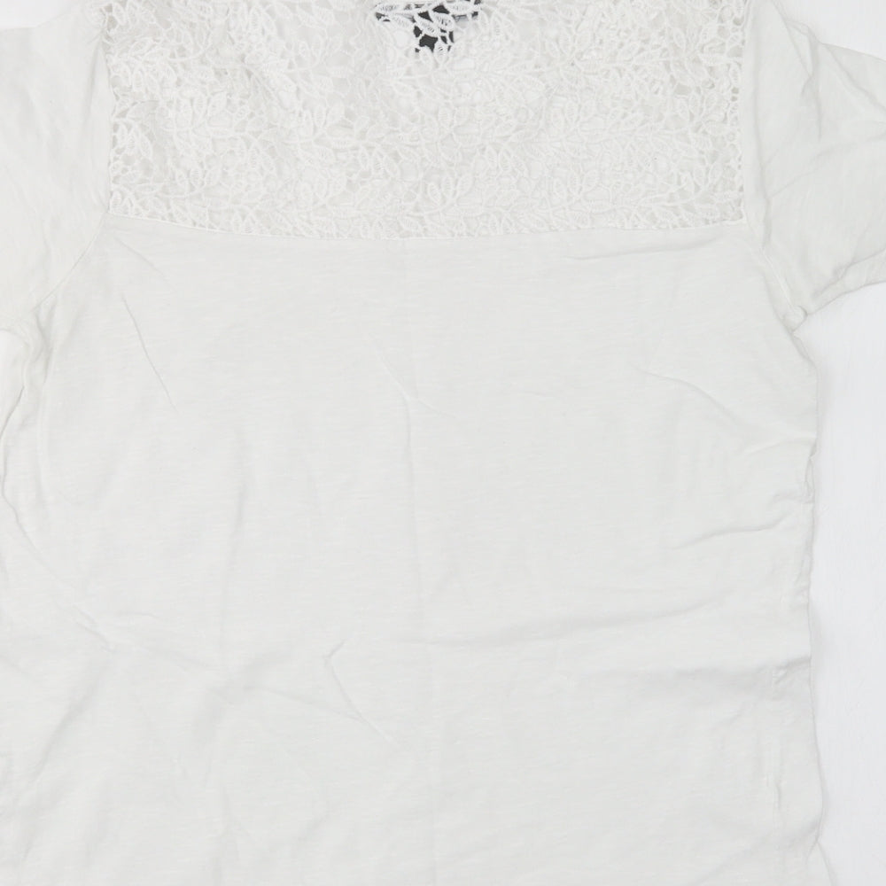 Primark Womens White  Cotton Basic T-Shirt Size 8 Round Neck