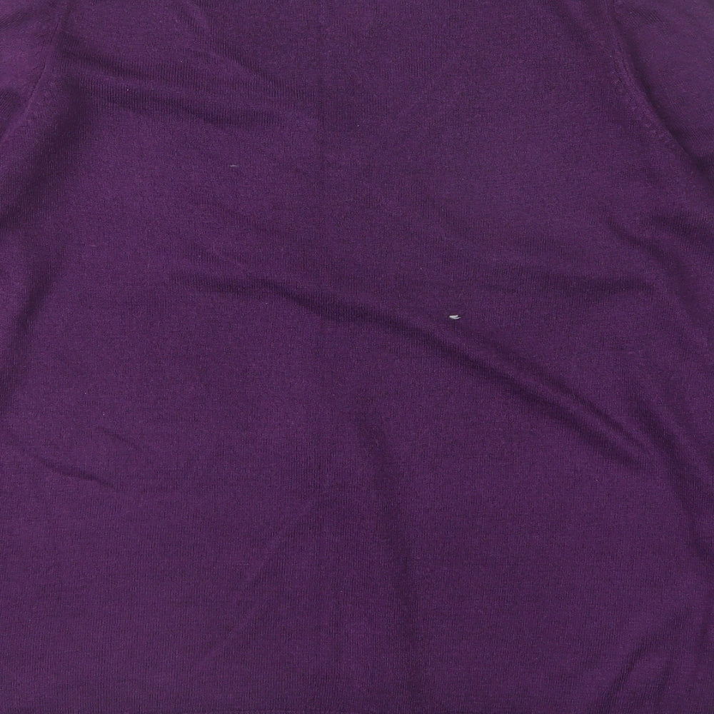 M&S Womens Purple V-Neck  Acrylic Pullover Jumper Size 16