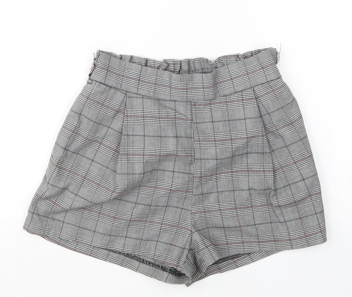H&M Womens Multicoloured Houndstooth Polyester Paperbag Shorts Size 6 L3 in Regular