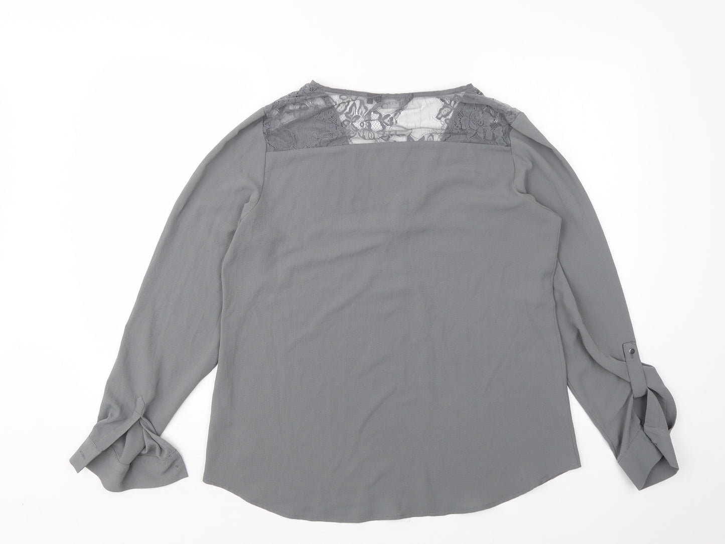 New Look Womens Grey  Polyester Basic Blouse Size 14 V-Neck