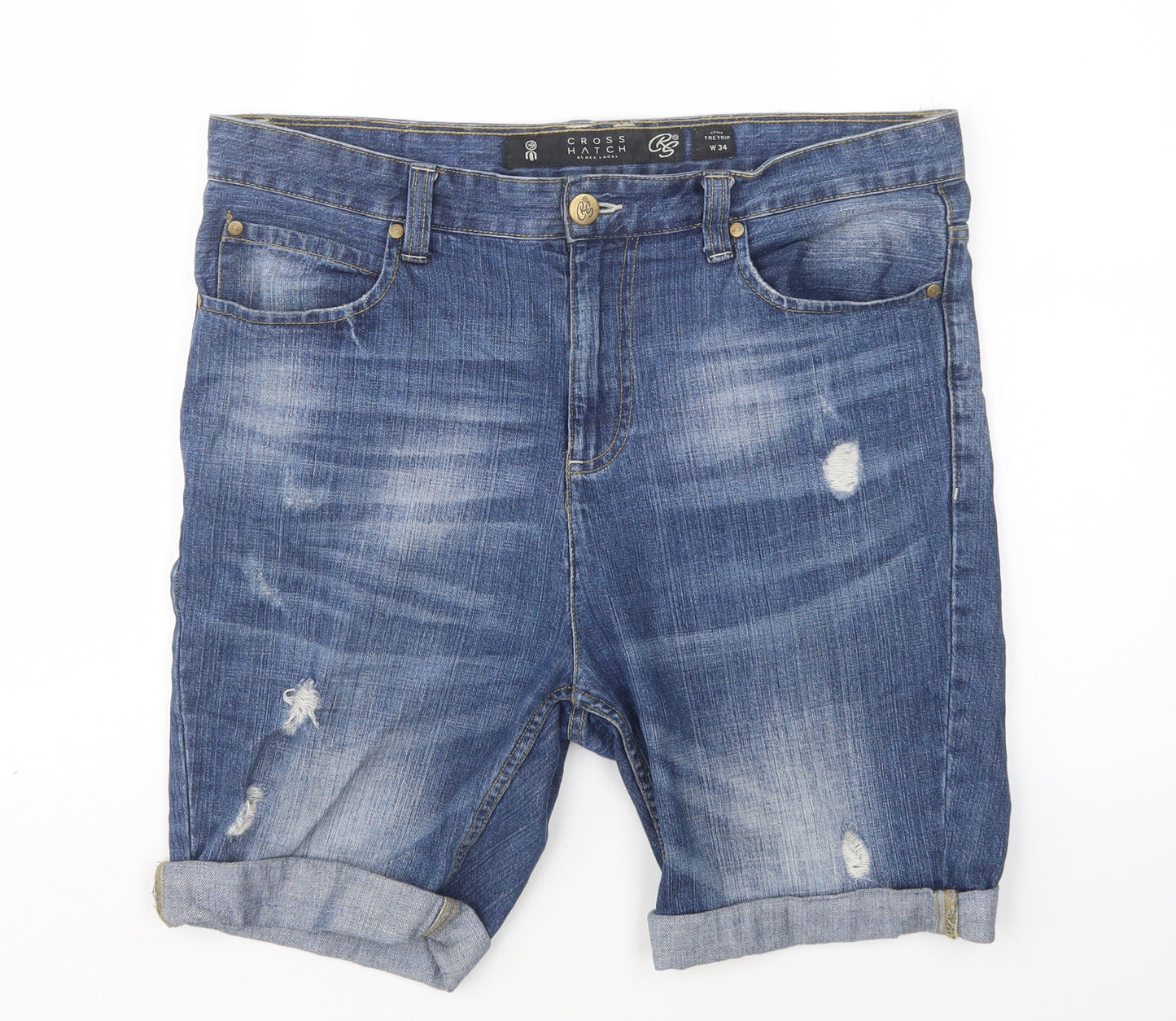 Crosshatch Mens Blue  Cotton Bermuda Shorts Size 34 L7 in Regular
