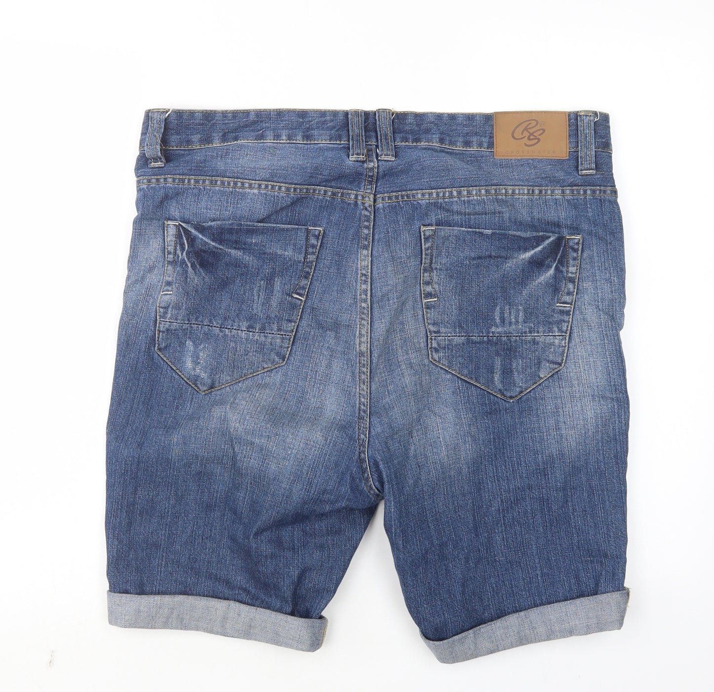 Crosshatch Mens Blue  Cotton Bermuda Shorts Size 34 L7 in Regular