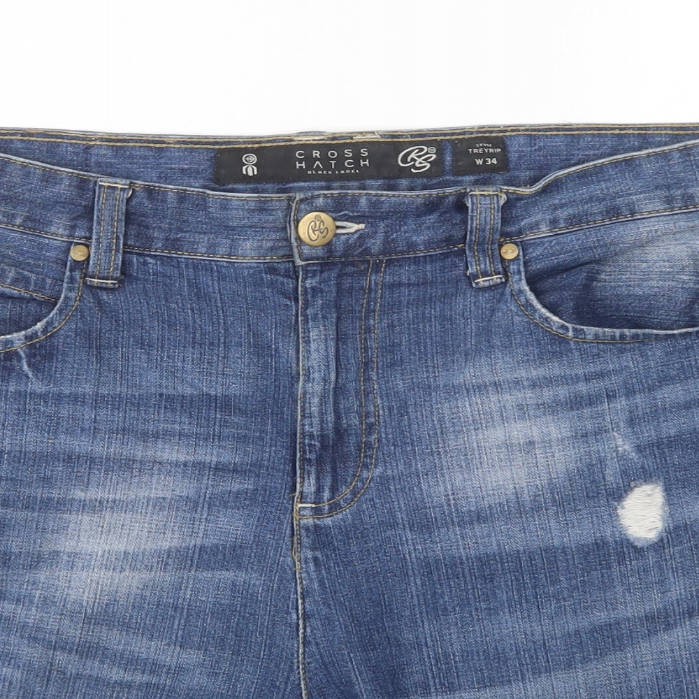 Crosshatch Mens Blue  Cotton Bermuda Shorts Size 34 L7 in Regular