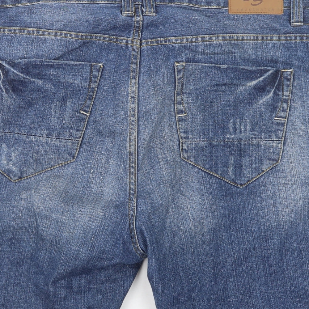 Crosshatch Mens Blue  Cotton Bermuda Shorts Size 34 L7 in Regular
