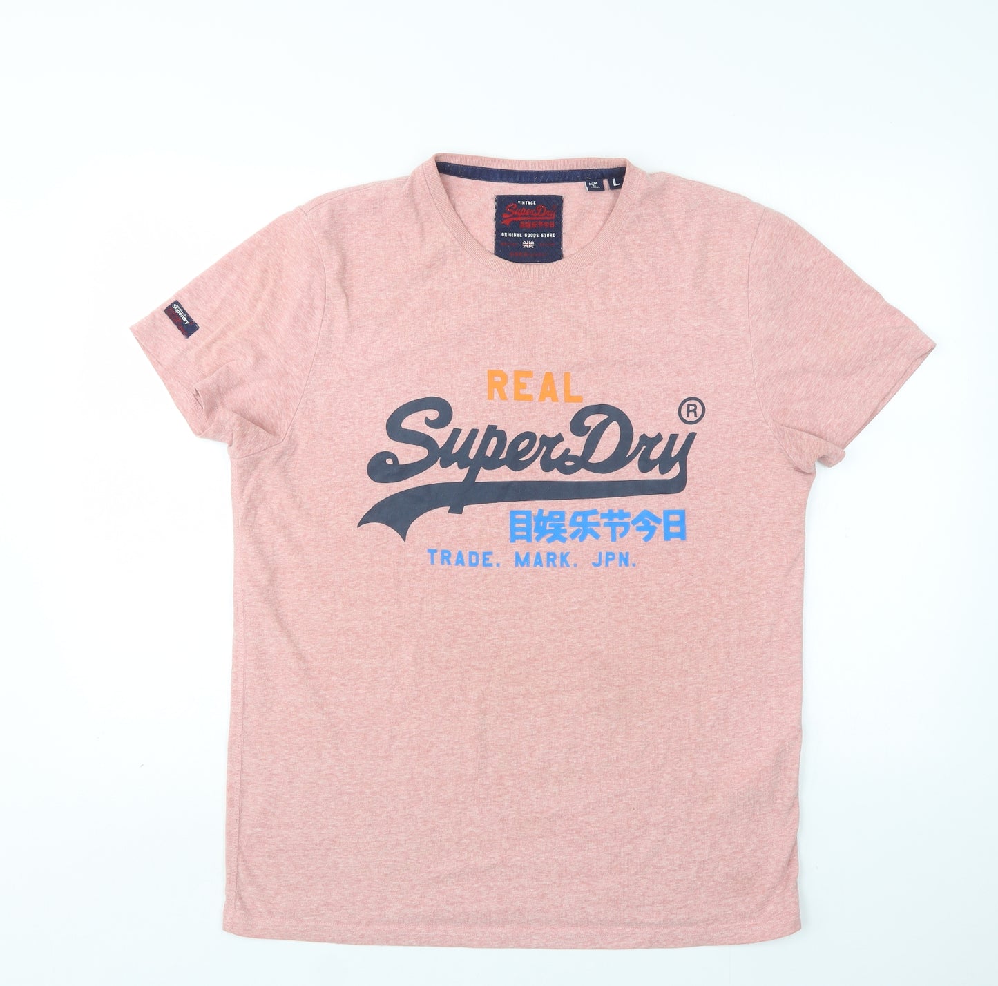 Superdry Mens Pink  Cotton  T-Shirt Size L Round Neck