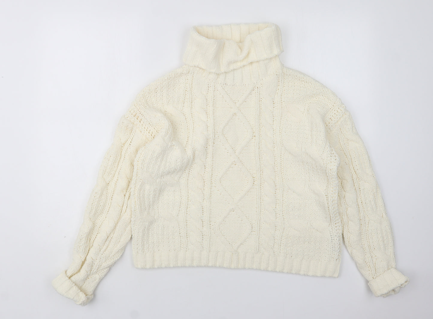 Primark Womens Ivory Roll Neck  Polyester Pullover Jumper Size XS