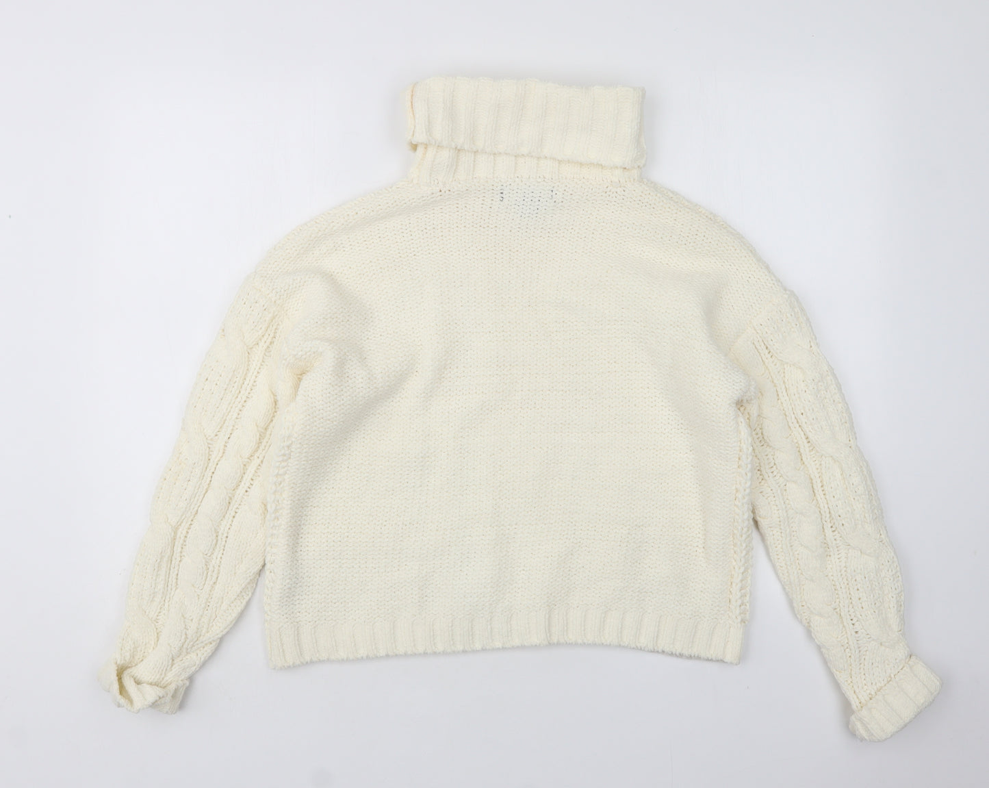 Primark Womens Ivory Roll Neck  Polyester Pullover Jumper Size XS