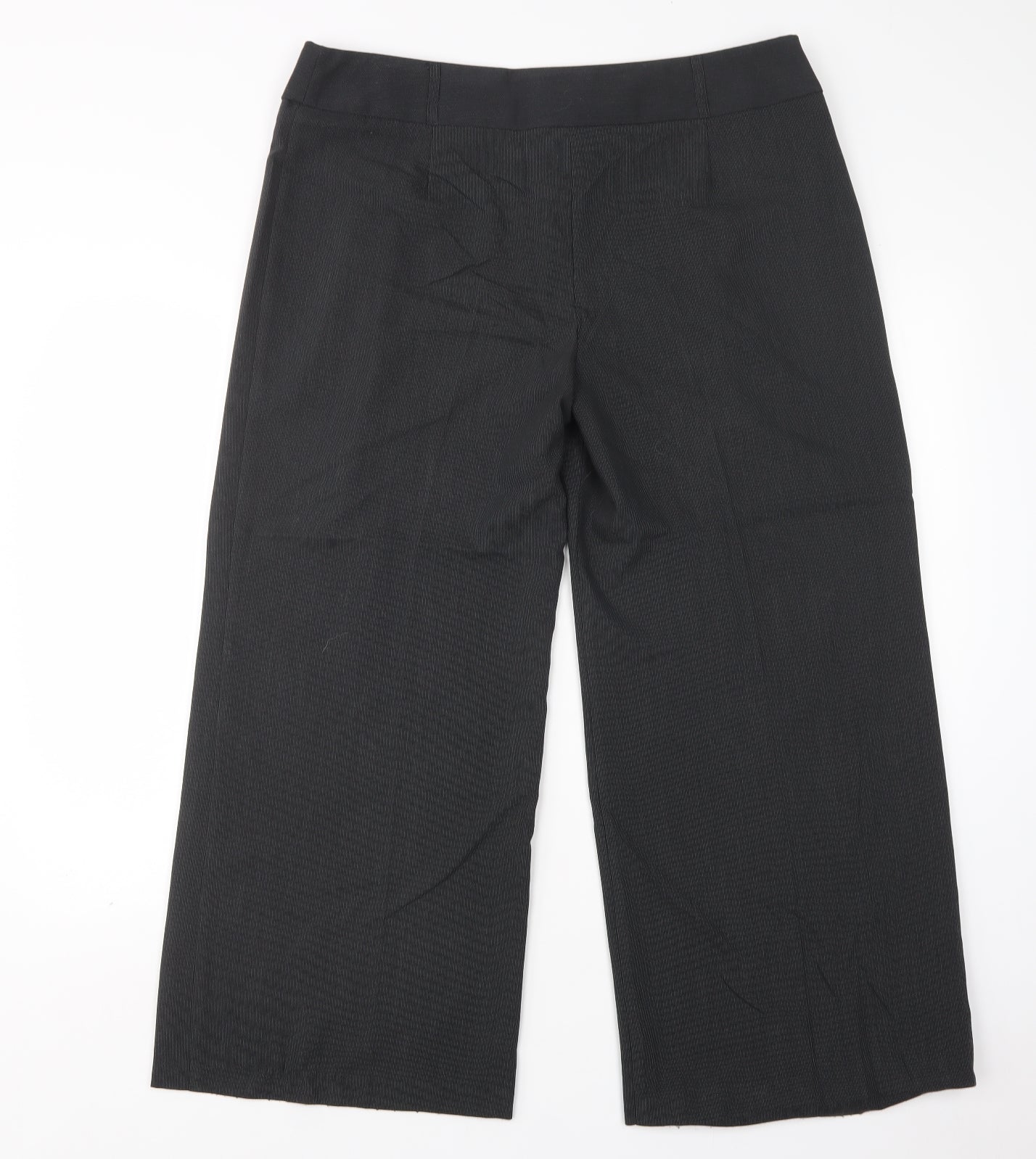 M&S Womens Black Polka Dot Polyester Trousers  Size 16 L28 in Regular
