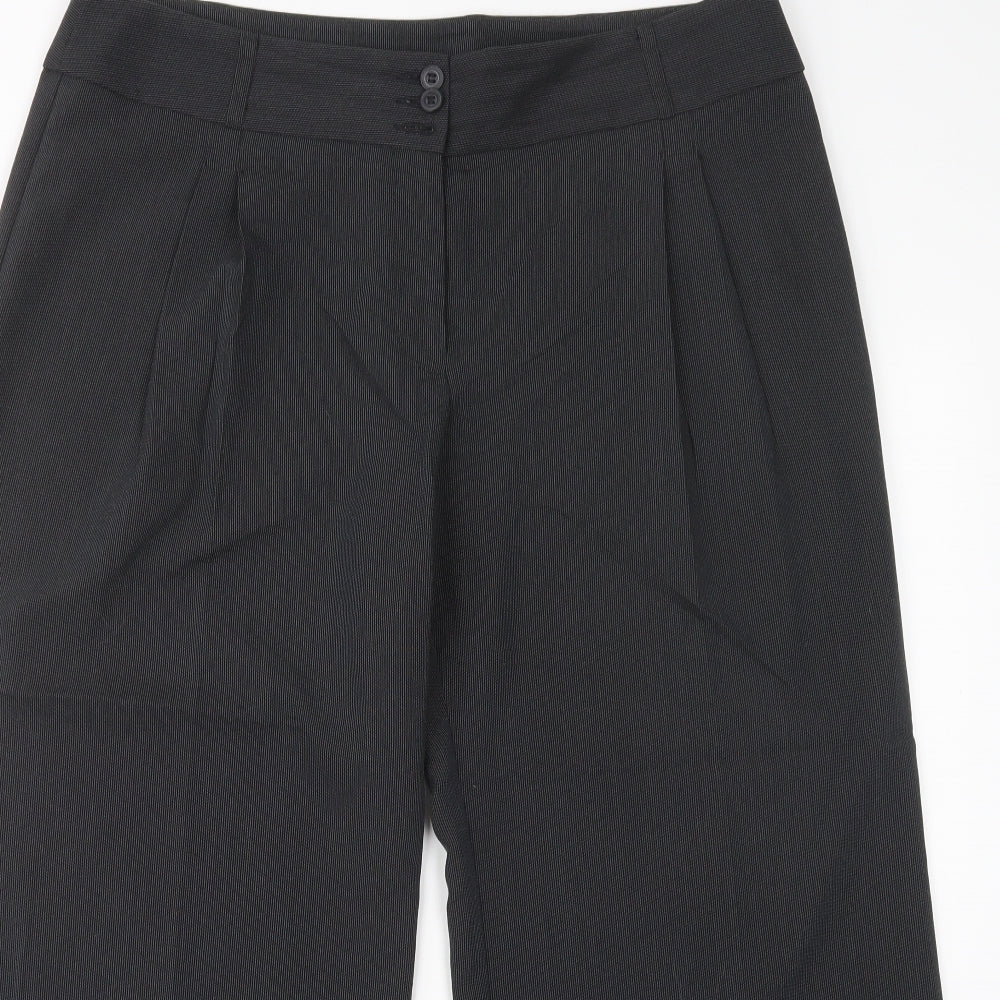 M&S Womens Black Polka Dot Polyester Trousers  Size 16 L28 in Regular