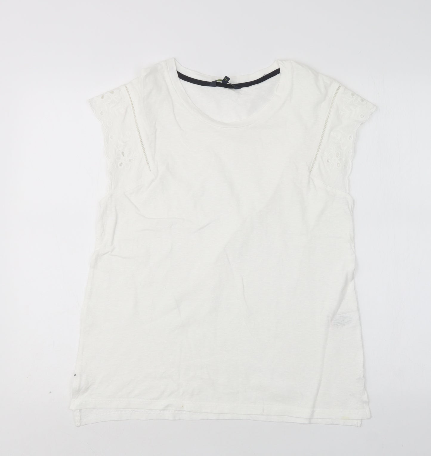 NEXT Womens White  Cotton Basic T-Shirt Size 12 Round Neck