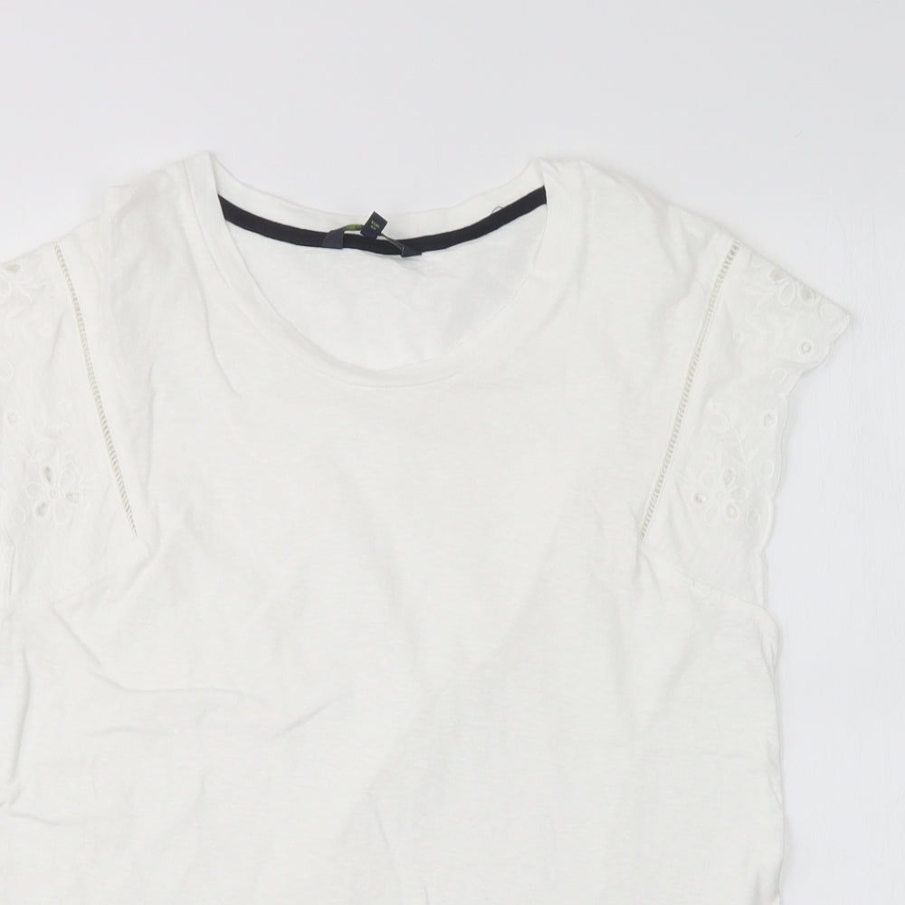 NEXT Womens White  Cotton Basic T-Shirt Size 12 Round Neck