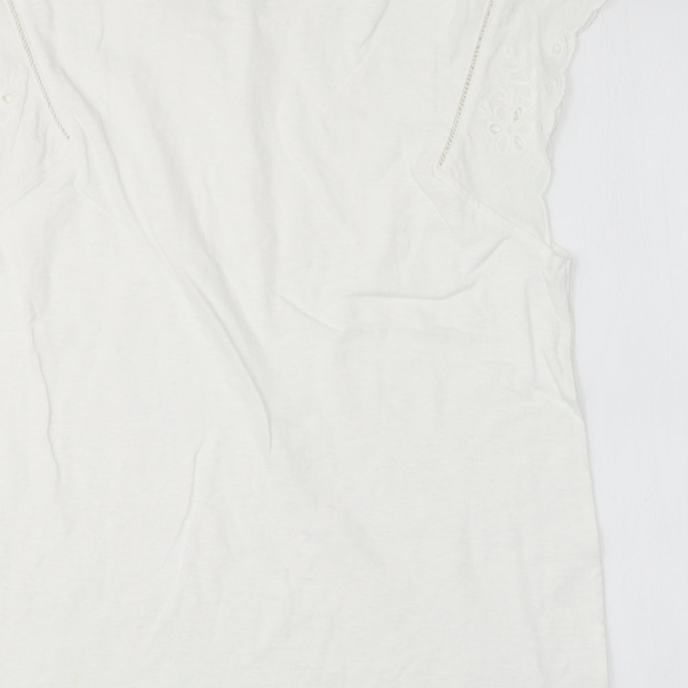 NEXT Womens White  Cotton Basic T-Shirt Size 12 Round Neck