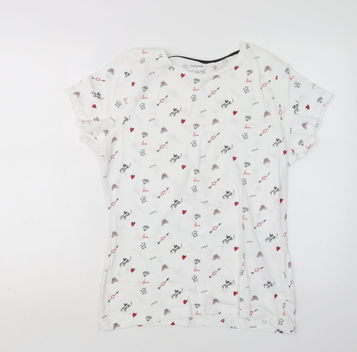 Primark Womens Multicoloured  Cotton Basic T-Shirt Size 14 Round Neck
