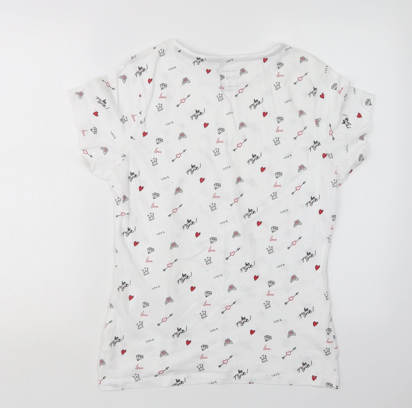 Primark Womens Multicoloured  Cotton Basic T-Shirt Size 14 Round Neck