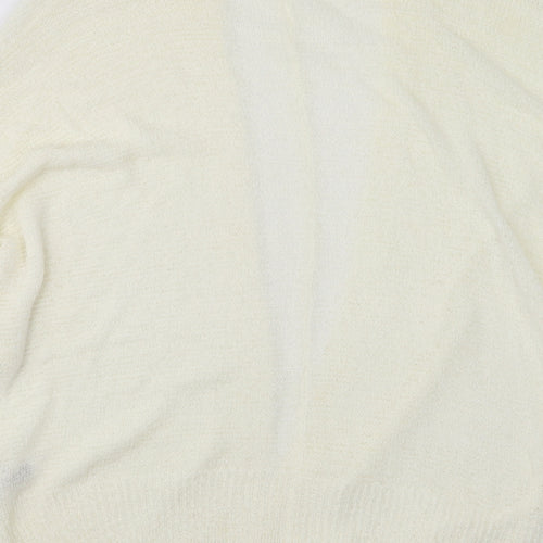 Primark Womens Ivory V-Neck  Acrylic Cardigan Jumper Size S