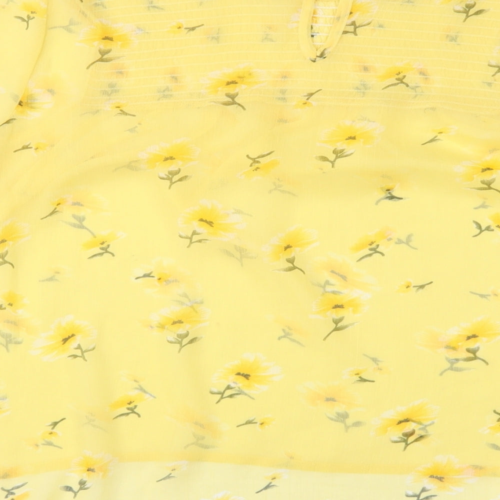 Atmosphere Womens Yellow Floral Polyester Basic Blouse Size 12 Round Neck