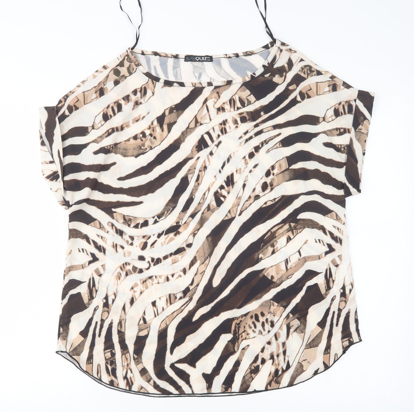 Quiz Womens Multicoloured Animal Print Polyester Basic Blouse Size 14 Round Neck