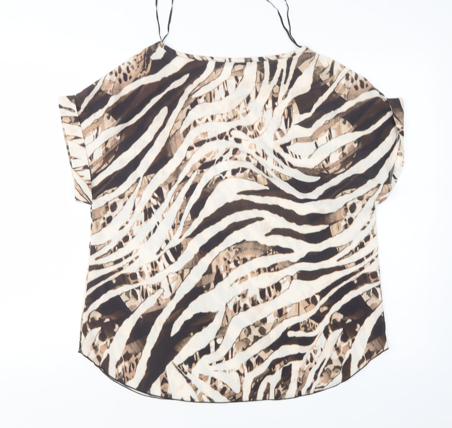 Quiz Womens Multicoloured Animal Print Polyester Basic Blouse Size 14 Round Neck