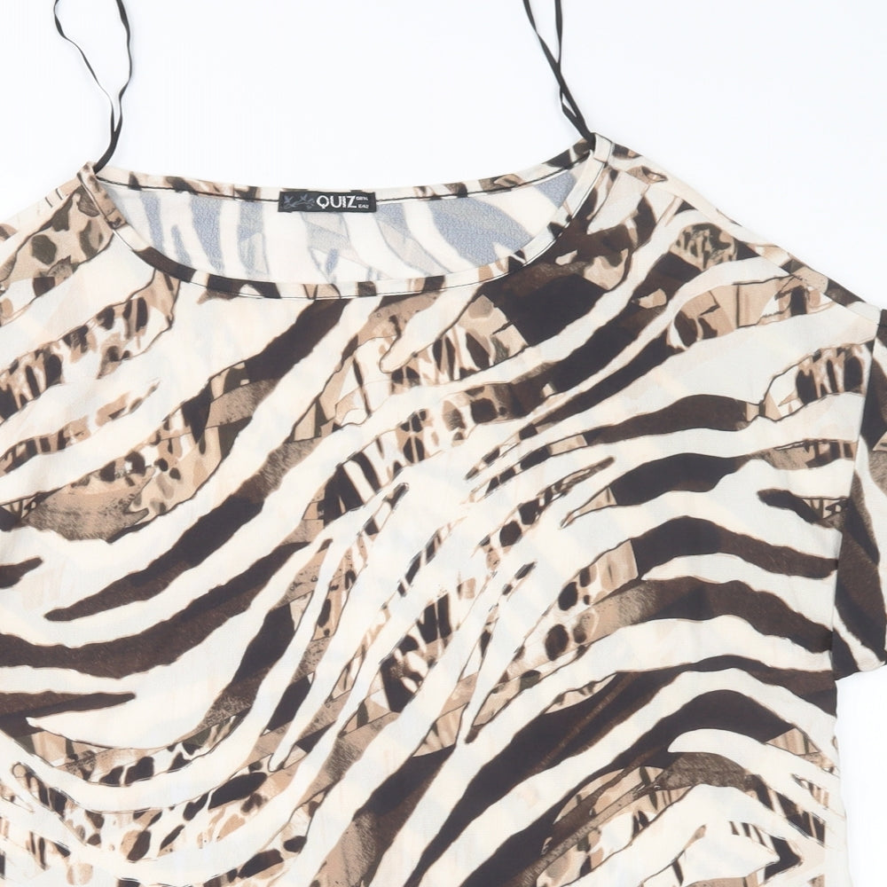 Quiz Womens Multicoloured Animal Print Polyester Basic Blouse Size 14 Round Neck