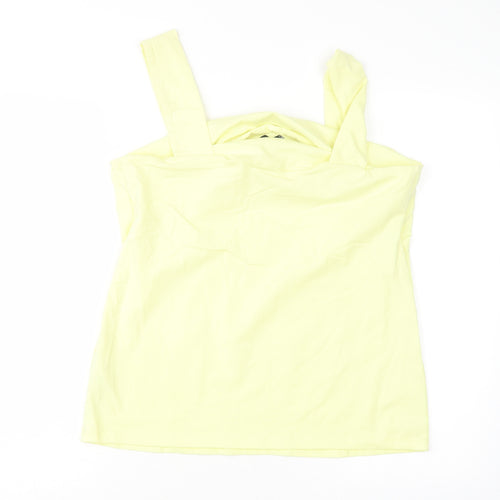 Dorothy Perkins Womens Yellow  Cotton Basic Tank Size 16 Round Neck