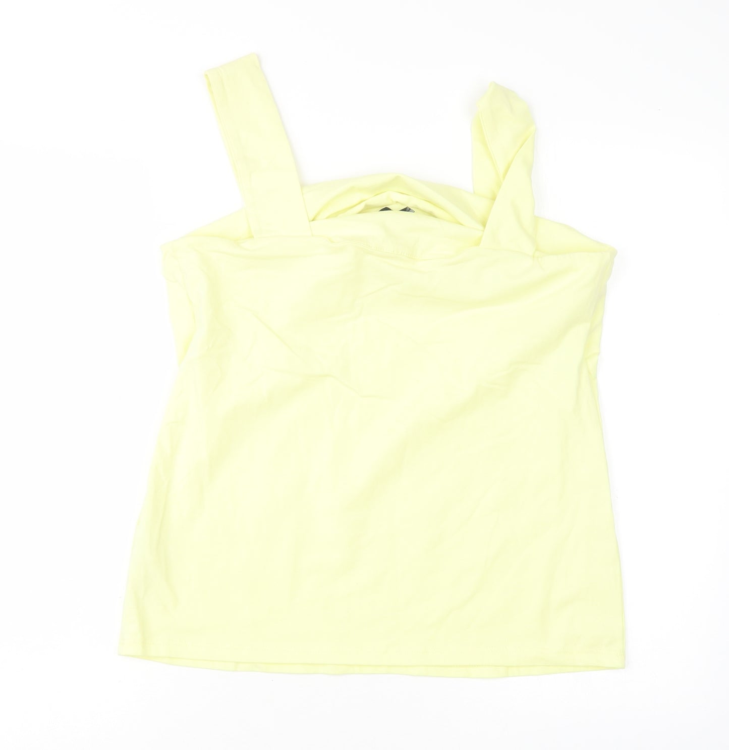 Dorothy Perkins Womens Yellow  Cotton Basic Tank Size 16 Round Neck