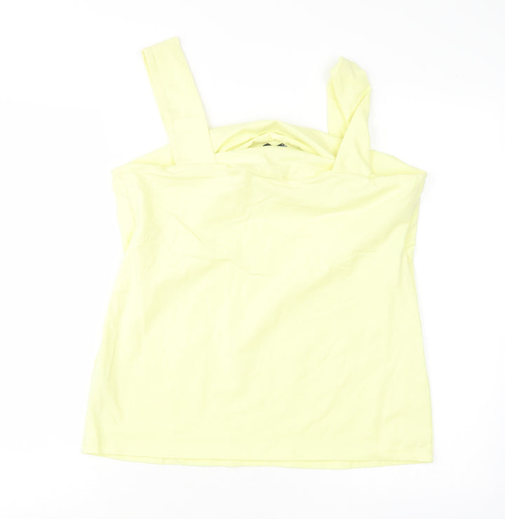 Dorothy Perkins Womens Yellow  Cotton Basic Tank Size 16 Round Neck