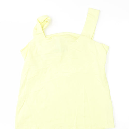 Dorothy Perkins Womens Yellow  Cotton Basic Tank Size 16 Round Neck