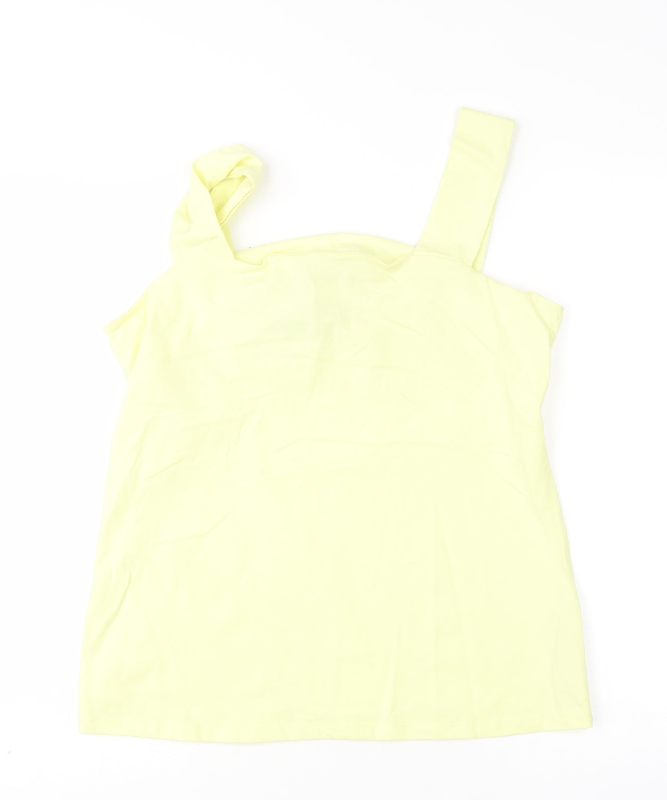 Dorothy Perkins Womens Yellow  Cotton Basic Tank Size 16 Round Neck