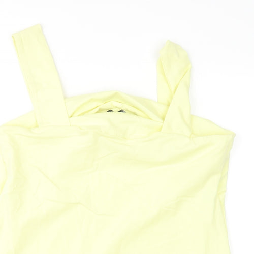 Dorothy Perkins Womens Yellow  Cotton Basic Tank Size 16 Round Neck