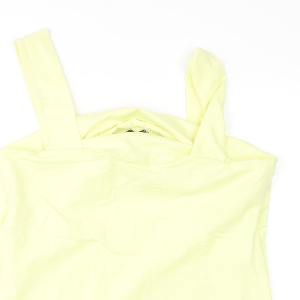 Dorothy Perkins Womens Yellow  Cotton Basic Tank Size 16 Round Neck