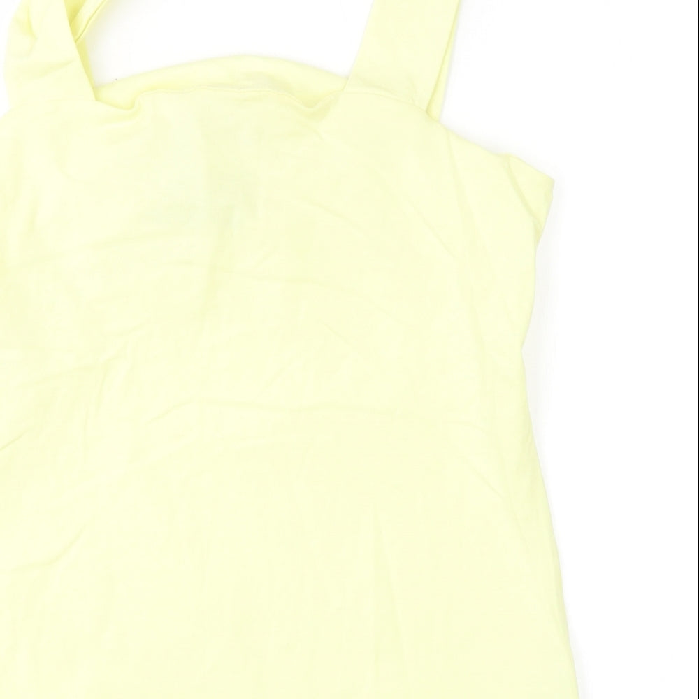 Dorothy Perkins Womens Yellow  Cotton Basic Tank Size 16 Round Neck