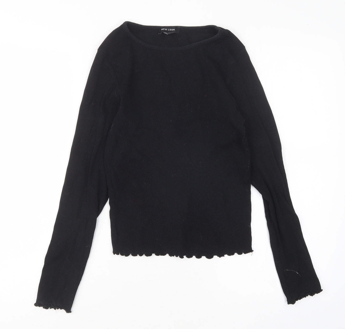 New Look Womens Black  Cotton Basic T-Shirt Size 10 Round Neck