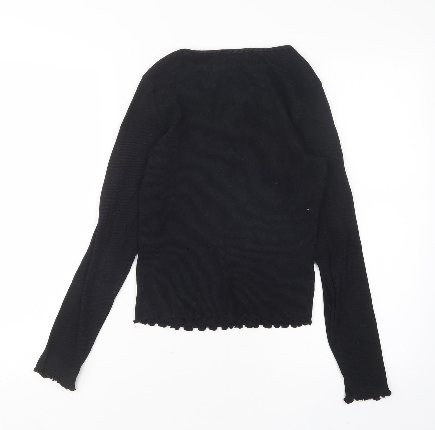 New Look Womens Black  Cotton Basic T-Shirt Size 10 Round Neck
