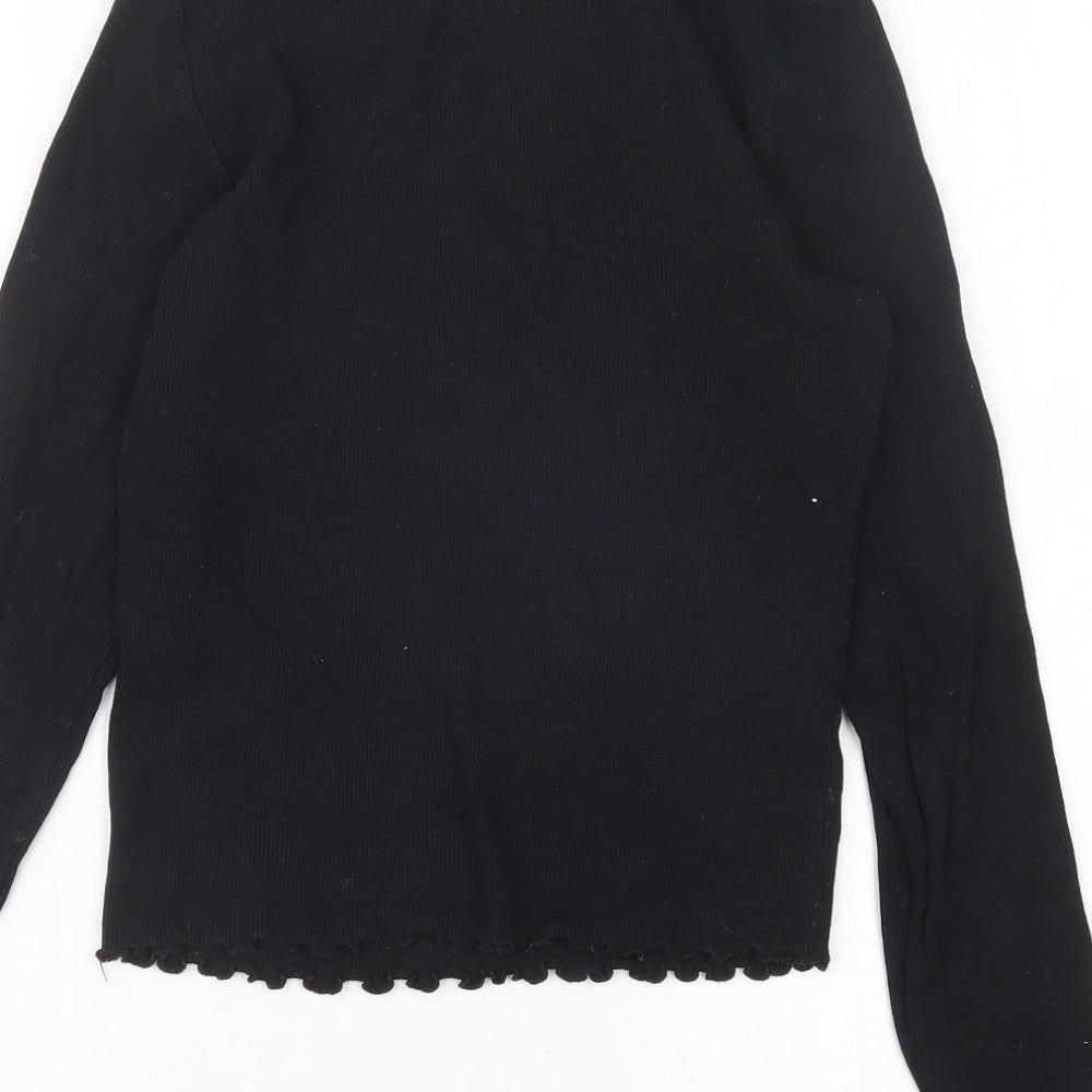 New Look Womens Black  Cotton Basic T-Shirt Size 10 Round Neck