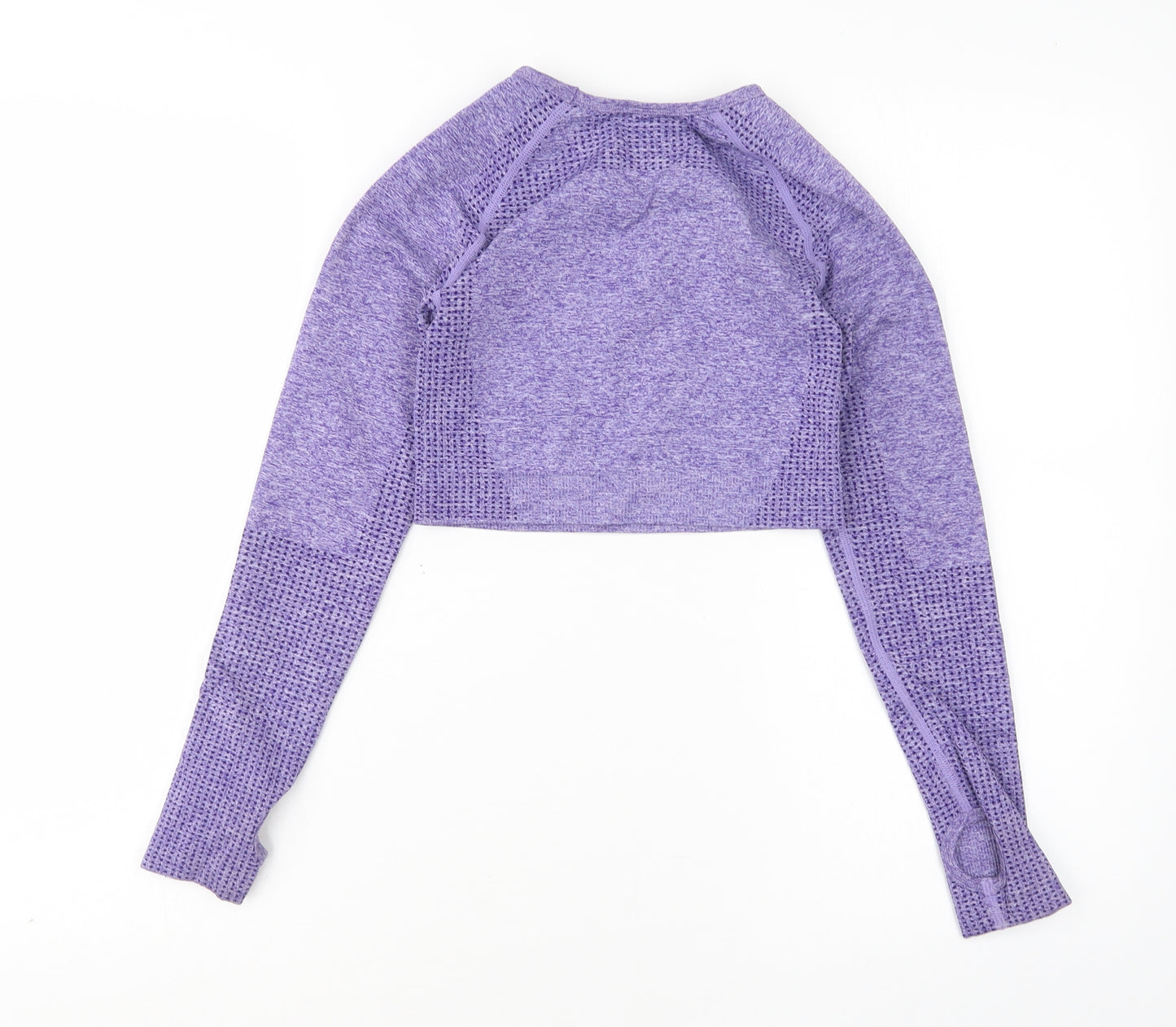 Preworn Womens Purple  Nylon Cropped T-Shirt Size S Round Neck