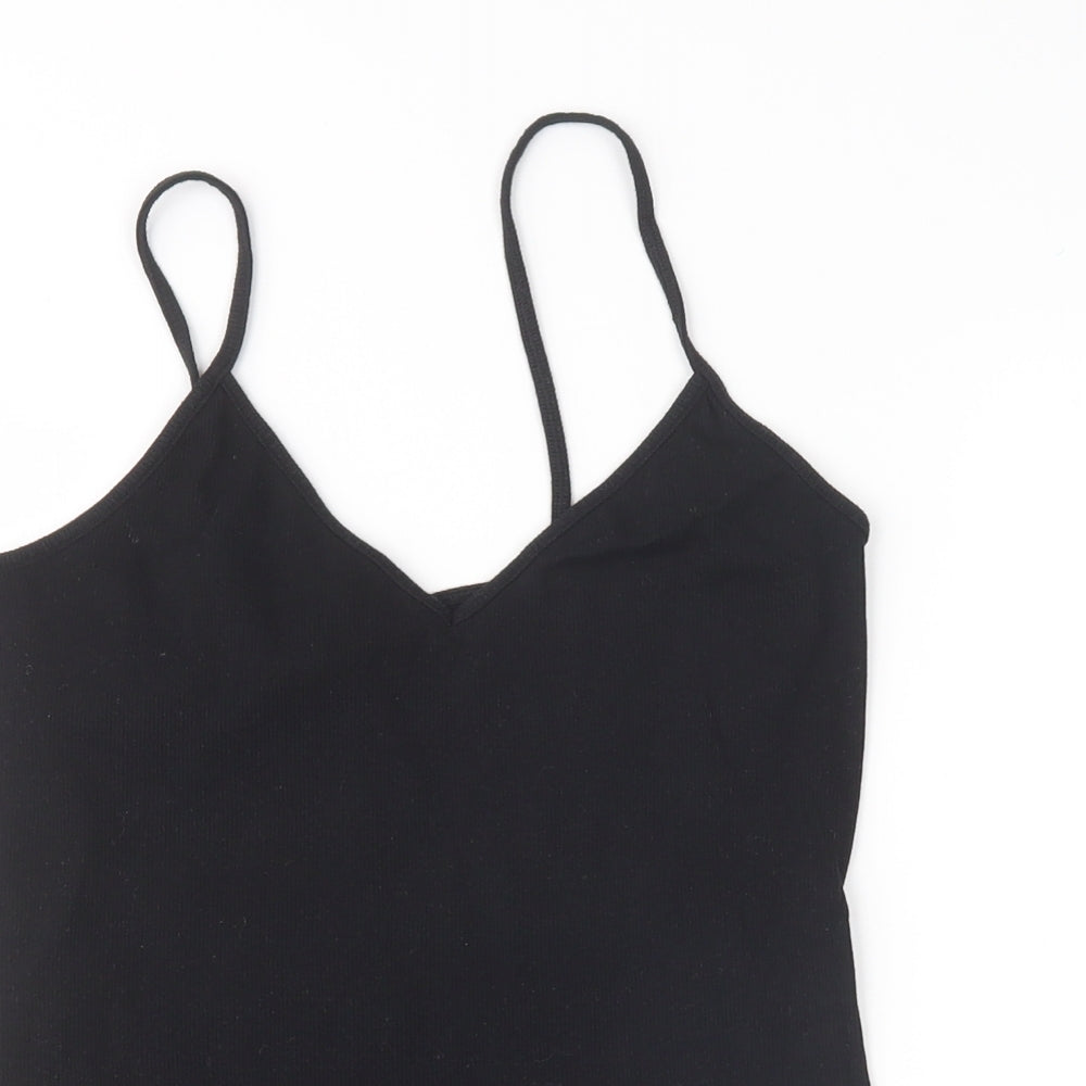 H&M Womens Black  Cotton Basic Tank Size M V-Neck