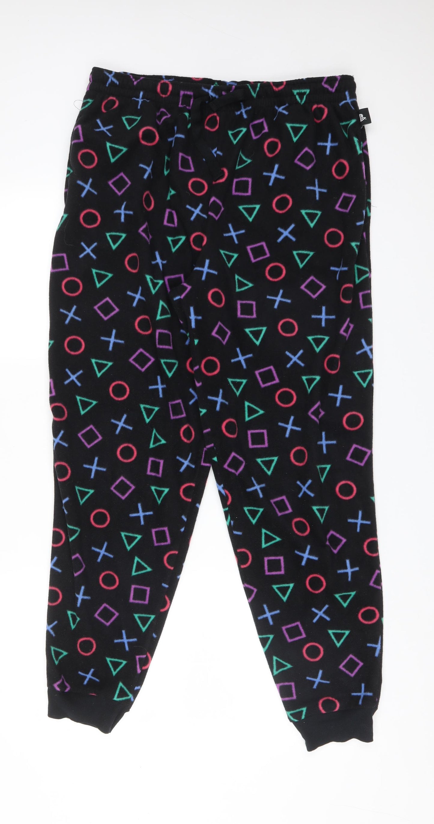 George Mens Black Geometric Polyester  Pyjama Pants Size L   - PLAYSTATION