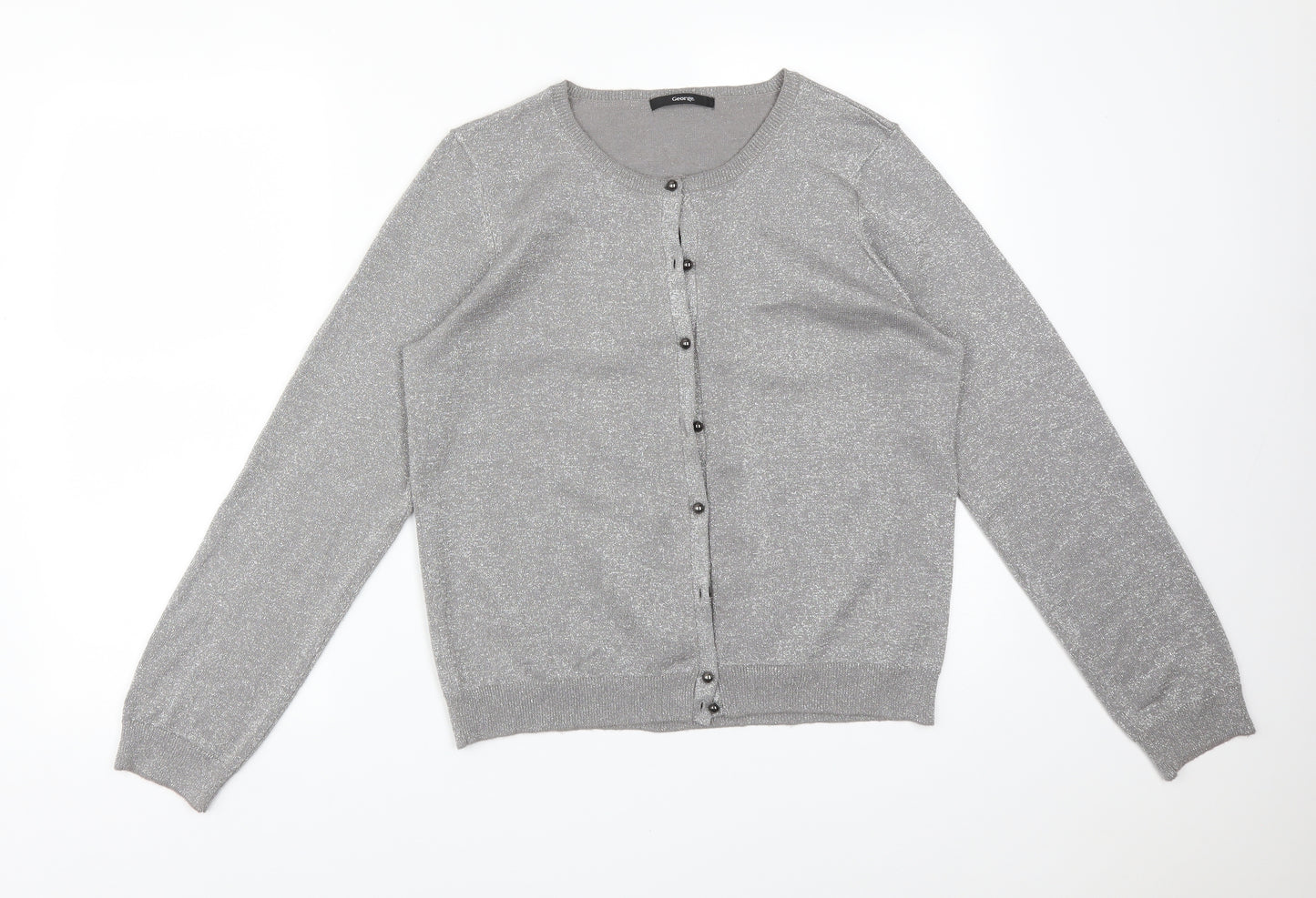 George Womens Silver Round Neck  Viscose Cardigan Jumper Size 18