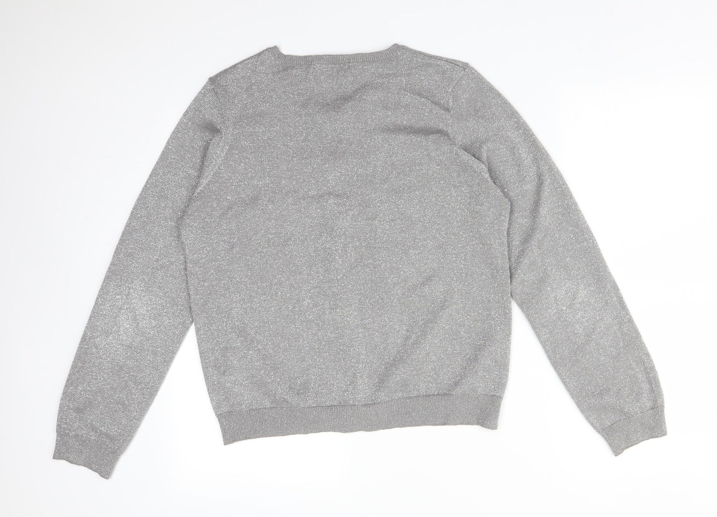 George Womens Silver Round Neck  Viscose Cardigan Jumper Size 18