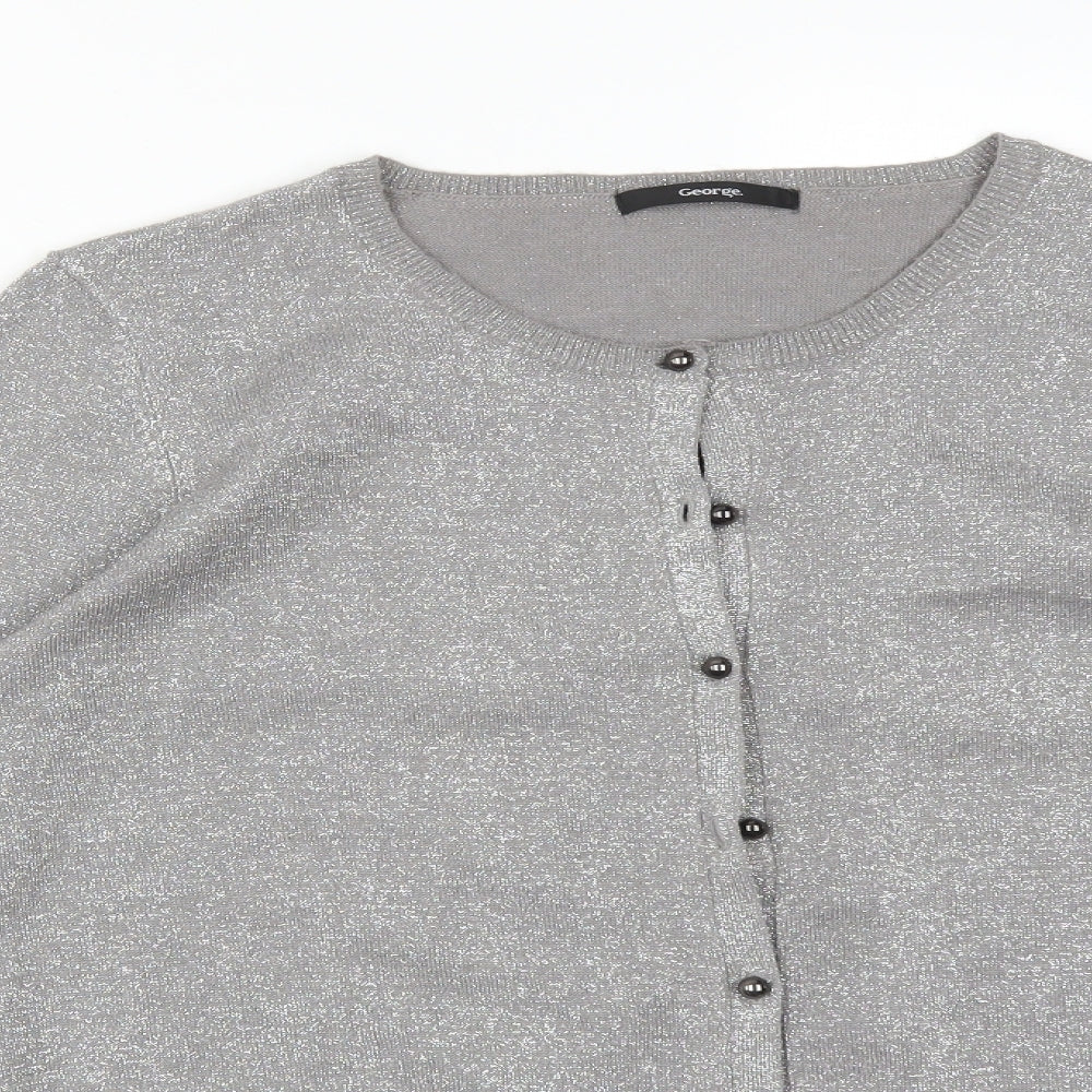George Womens Silver Round Neck  Viscose Cardigan Jumper Size 18